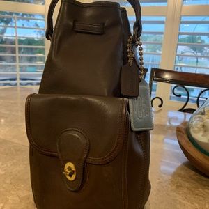 COACH Vintage Authentic Brown Leather Travel Bucket Backpack Style No. H6C-9992